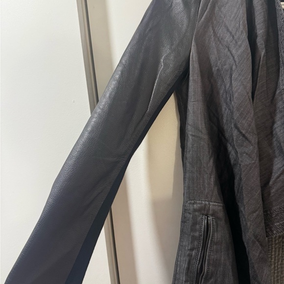 BCBGMaxAzria Dark Jean & Lamb Leather Jacket - Picture 2 of 4